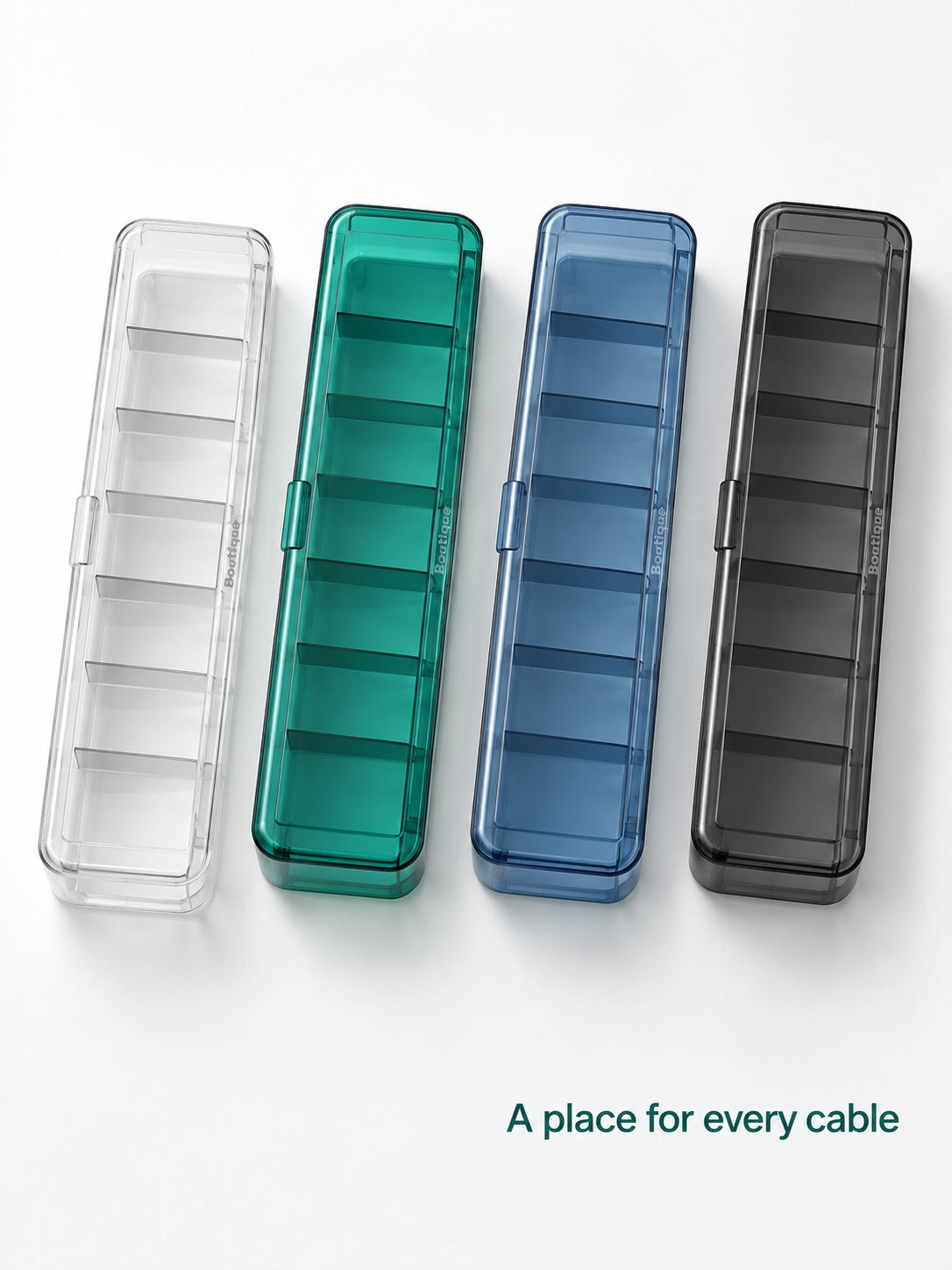 Cable Storage Box, 7 Compartments for Tangle-Free Chargers