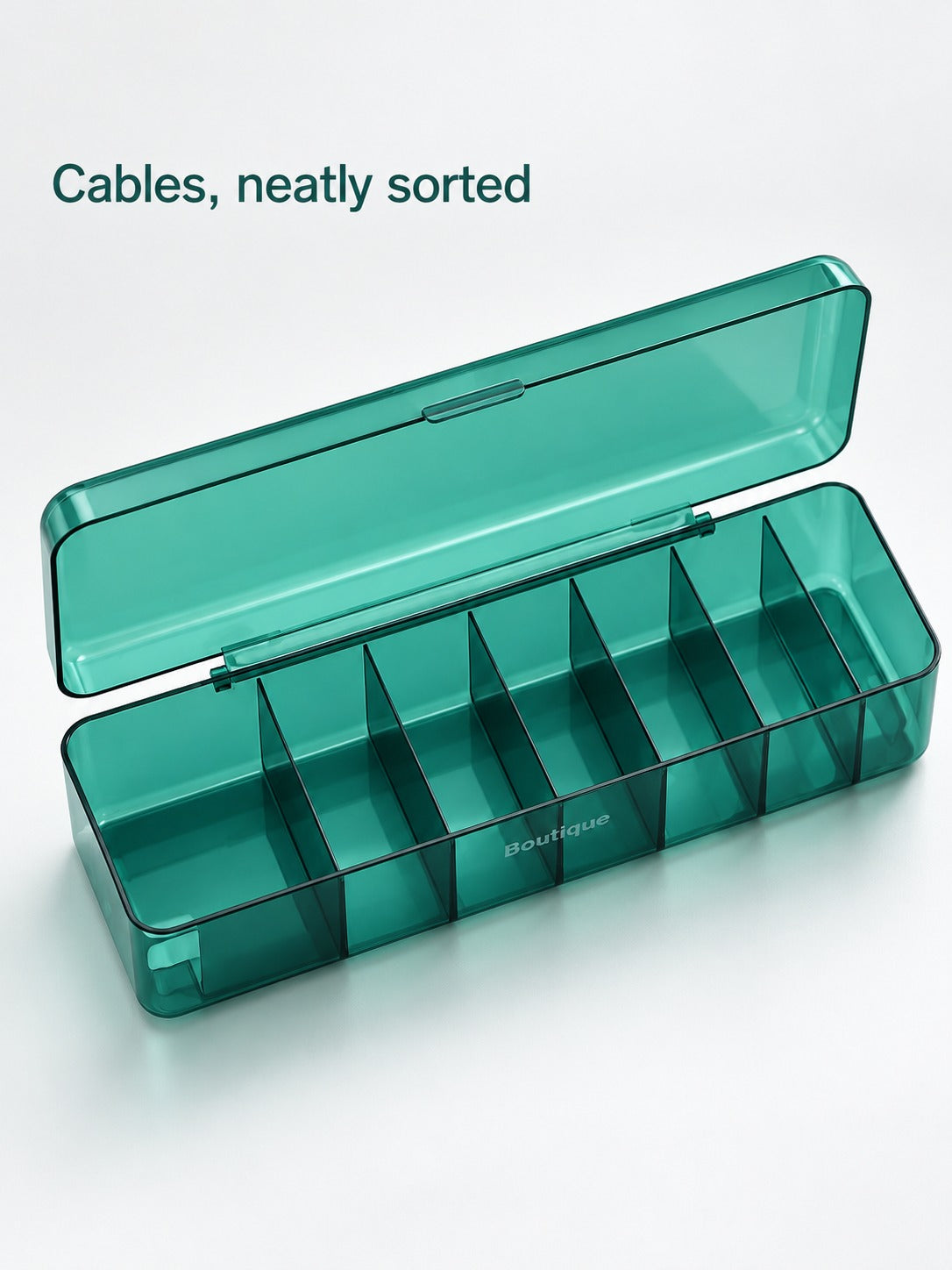 Cable Storage Box, 7 Compartments for Tangle-Free Chargers