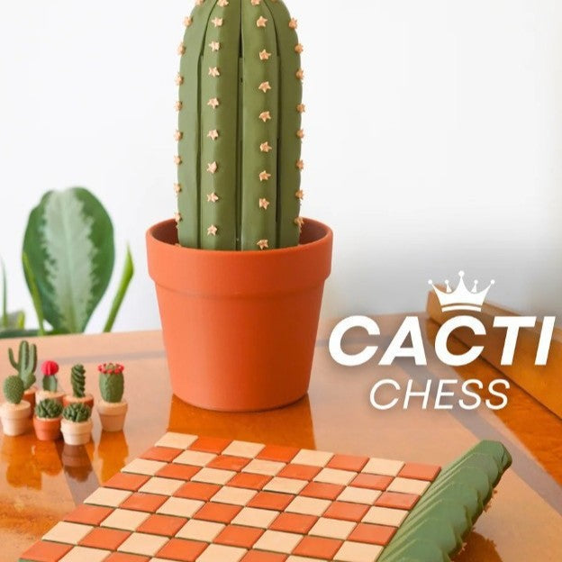 Cactus Chess Set – Roll-Up Board for Whimsical Games