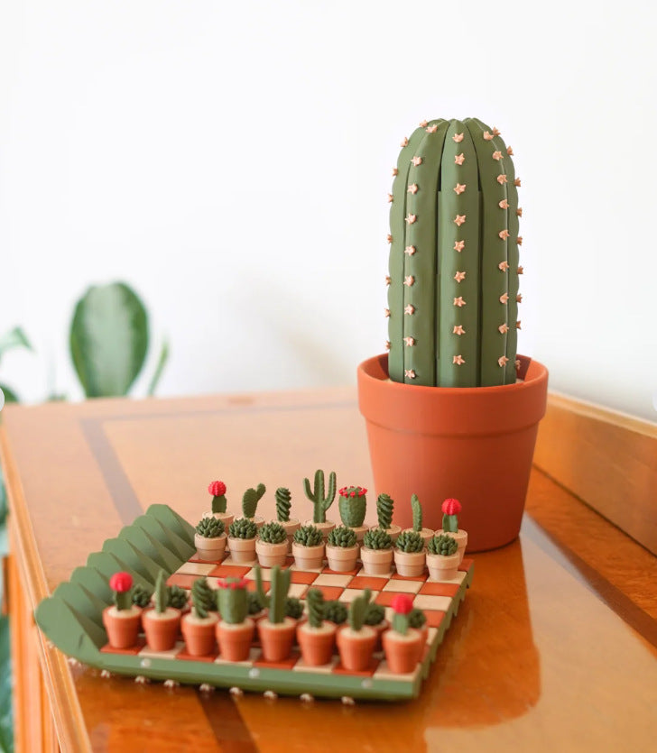 Cactus Chess Set – Roll-Up Board for Whimsical Games