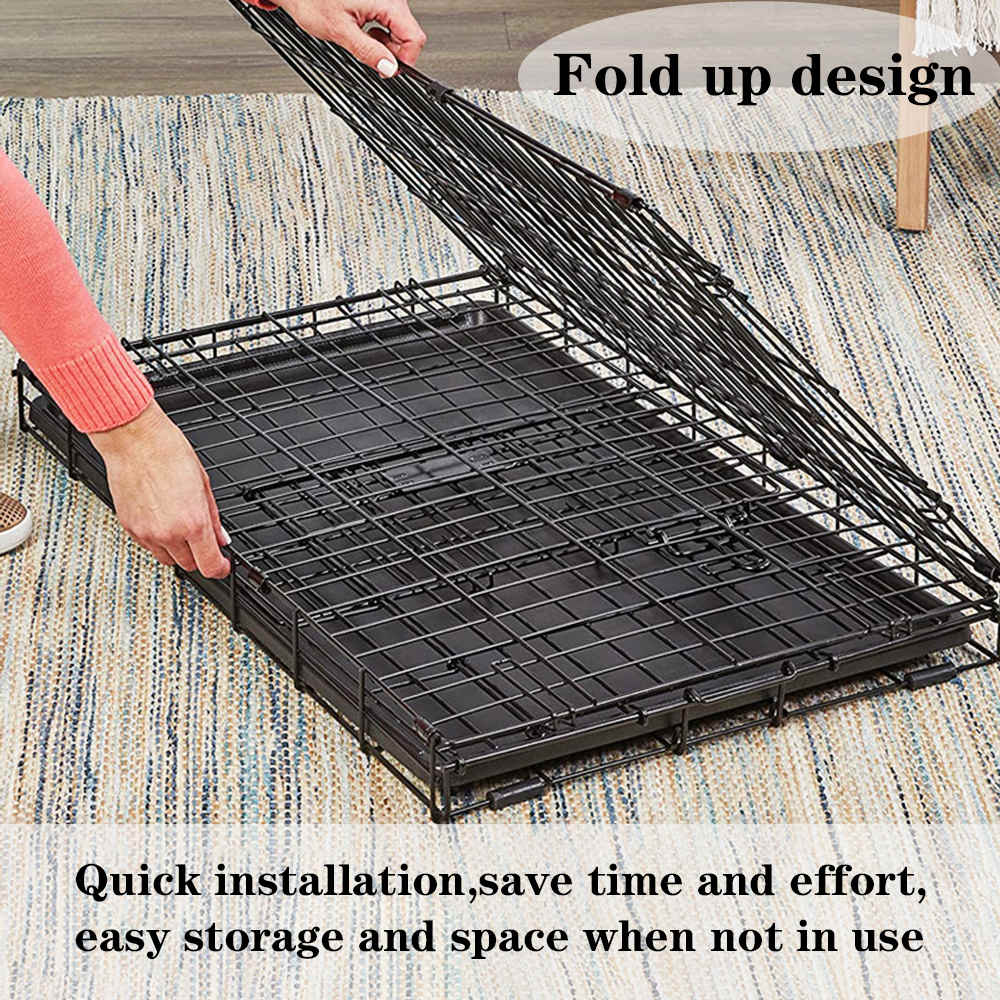 Small Folding Dog Cage with Easy-Clean Removable Tray