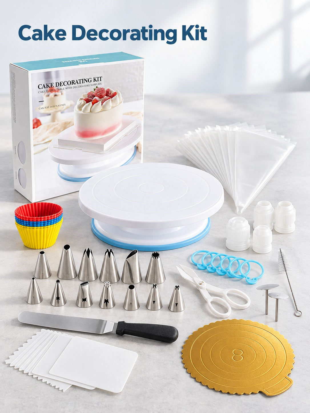 Cake Decorating Kit 139 Pcs with Turntable and Tips