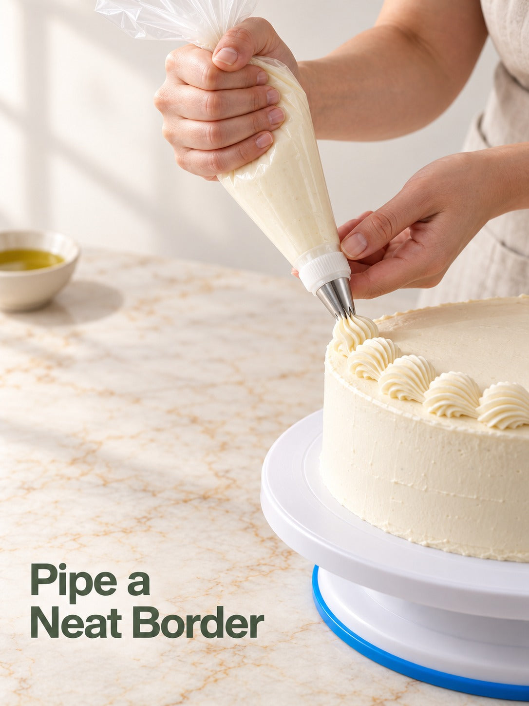 Cake Decorating Kit: Turntable, 220 Piping Tips & Bags