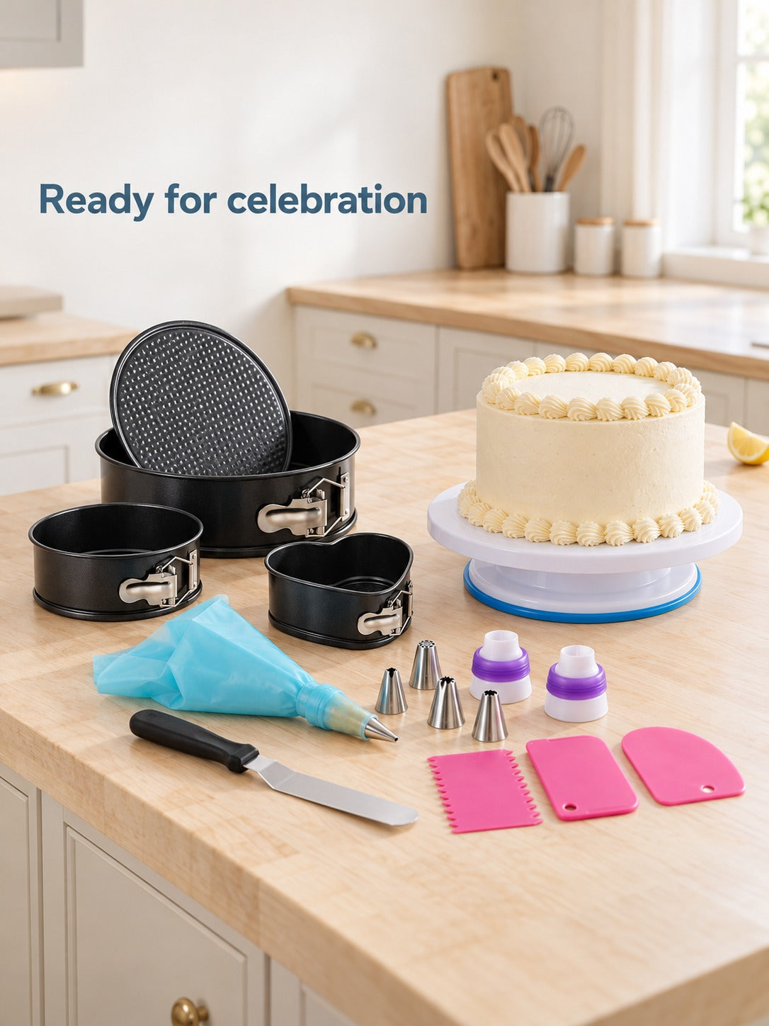 Cake Decorating Kit with Springform Pans and Turntable