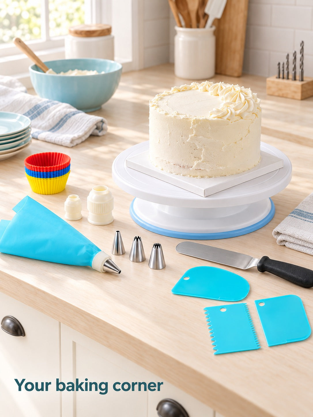 Cake Decorating Kit with Turntable, 106 Piping Pieces