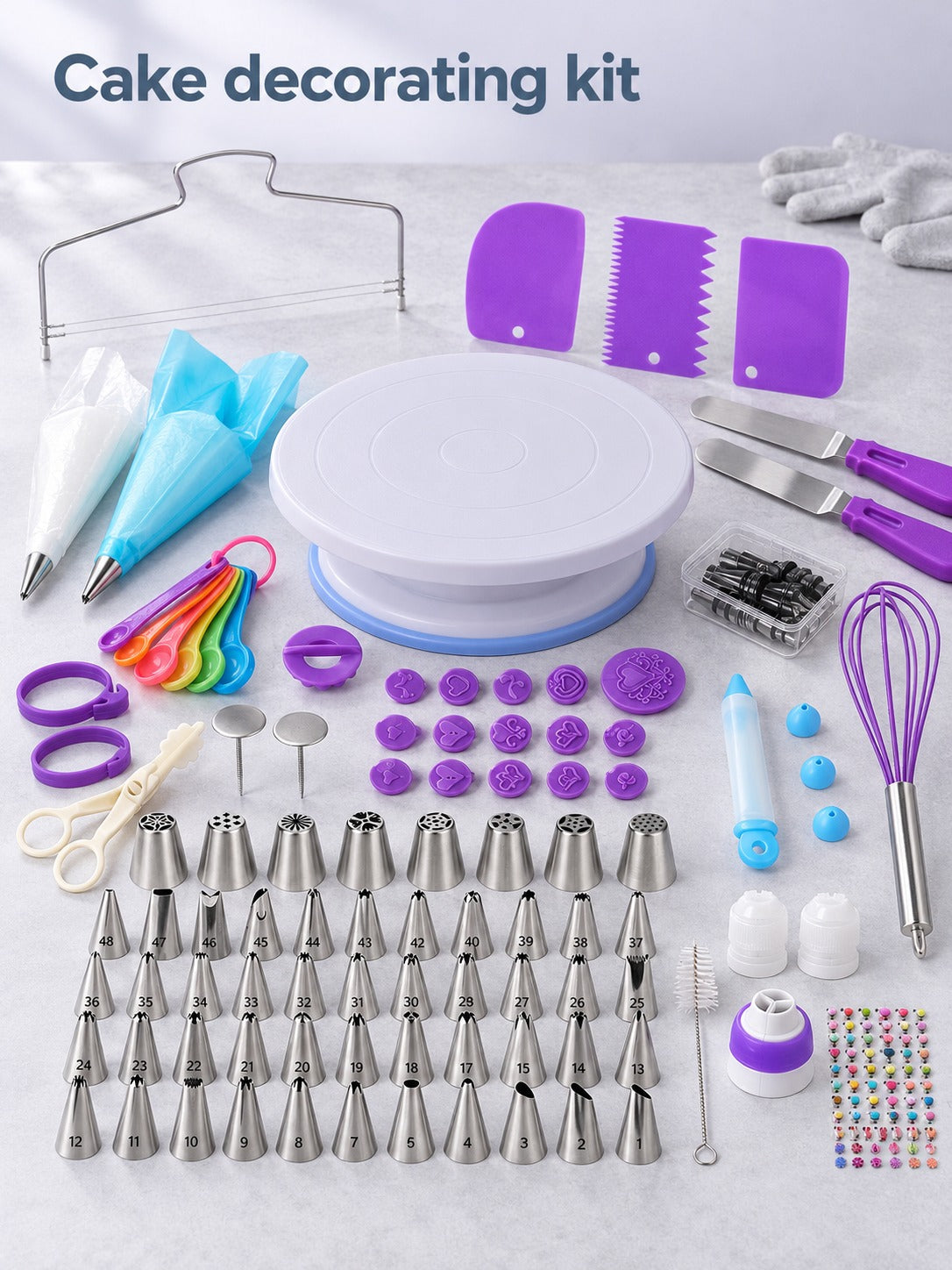Cake Decorating Kit with Turntable and 48 Piping Tips