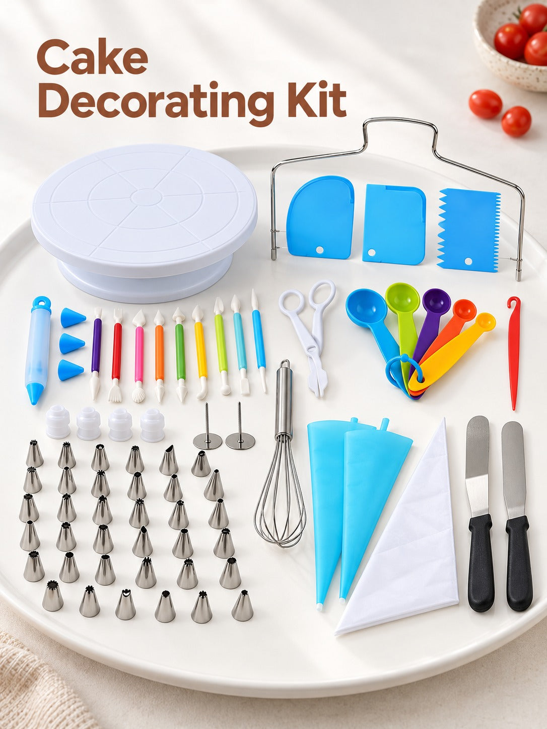 Cake Decorating Kit with Turntable and Piping Tips