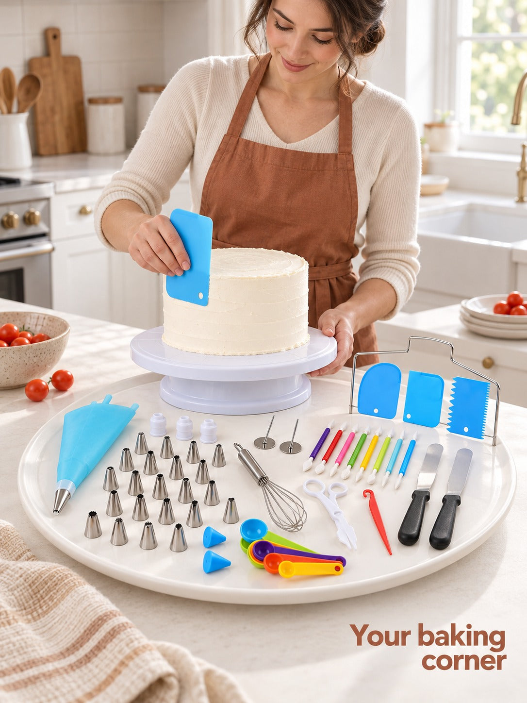 Cake Decorating Kit with Turntable and Piping Tips