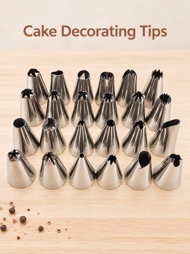 Cake Decorating Piping Tips Set: 24 to 48 Stainless Nozzles