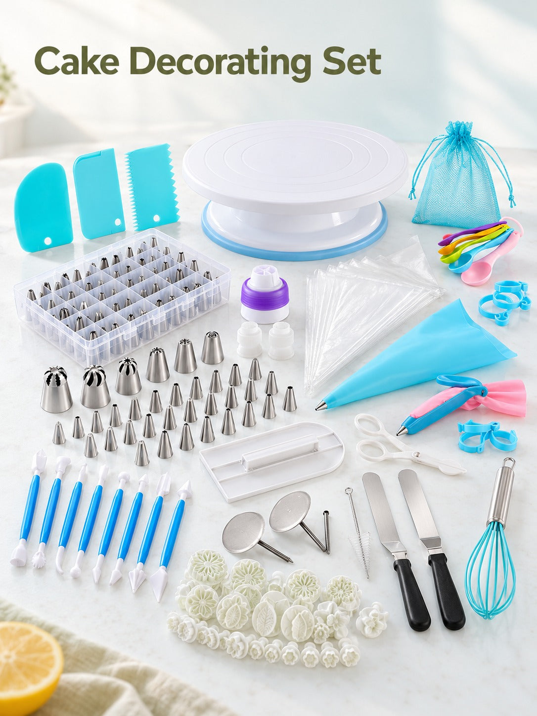 Cake Decorating Set 220 Piece with Turntable & Tips