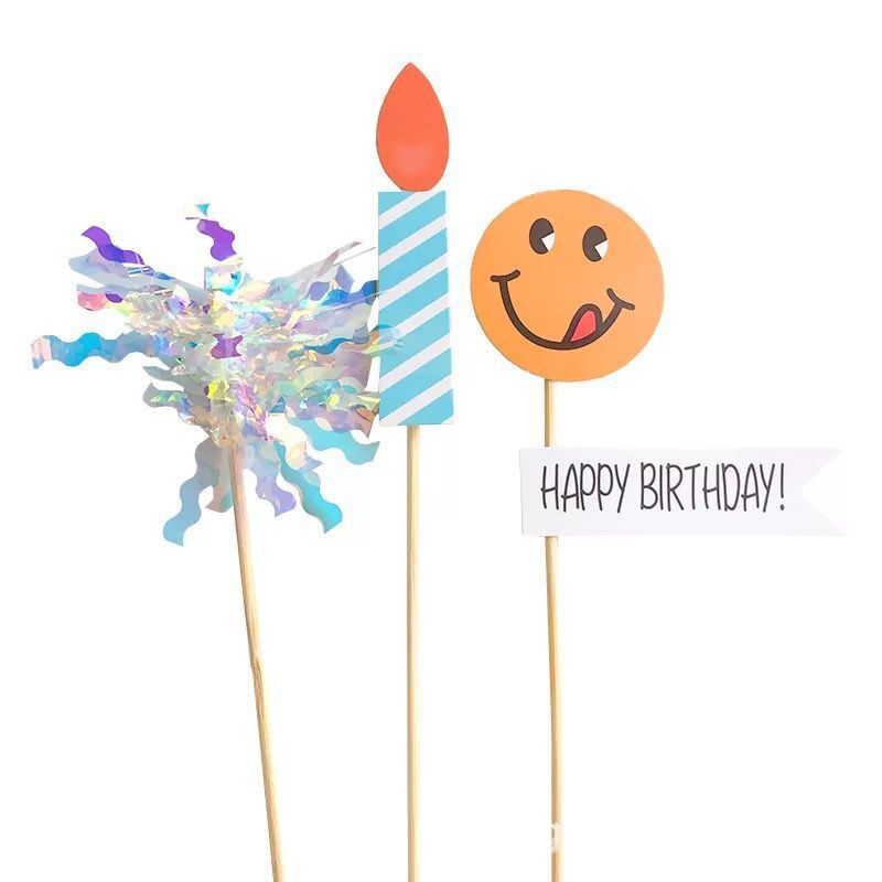 Birthday Cake Toppers, 6 Mixed Picks for Instant Party Look
