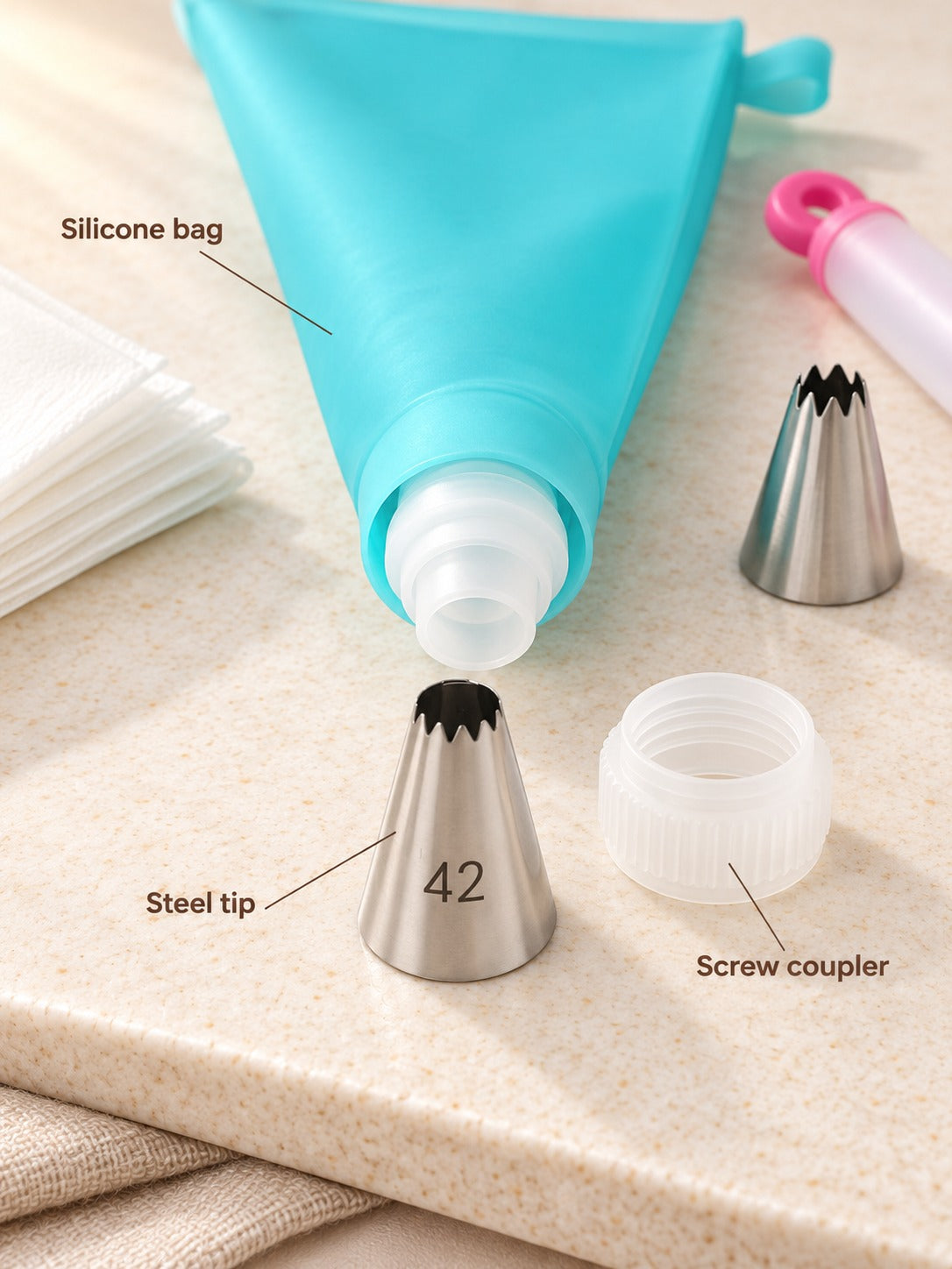 Cake Piping Nozzle Set: 42 Numbered Tips for Cupcakes