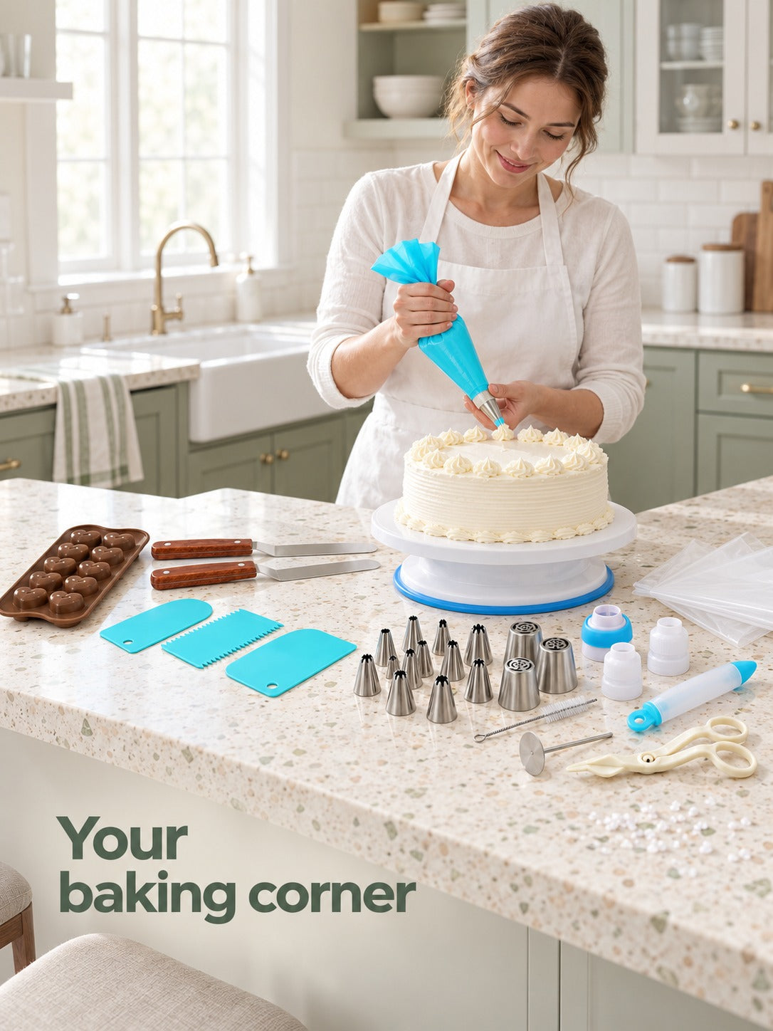 Cake Turntable Decorating Kit, 73 Pieces with Nozzles