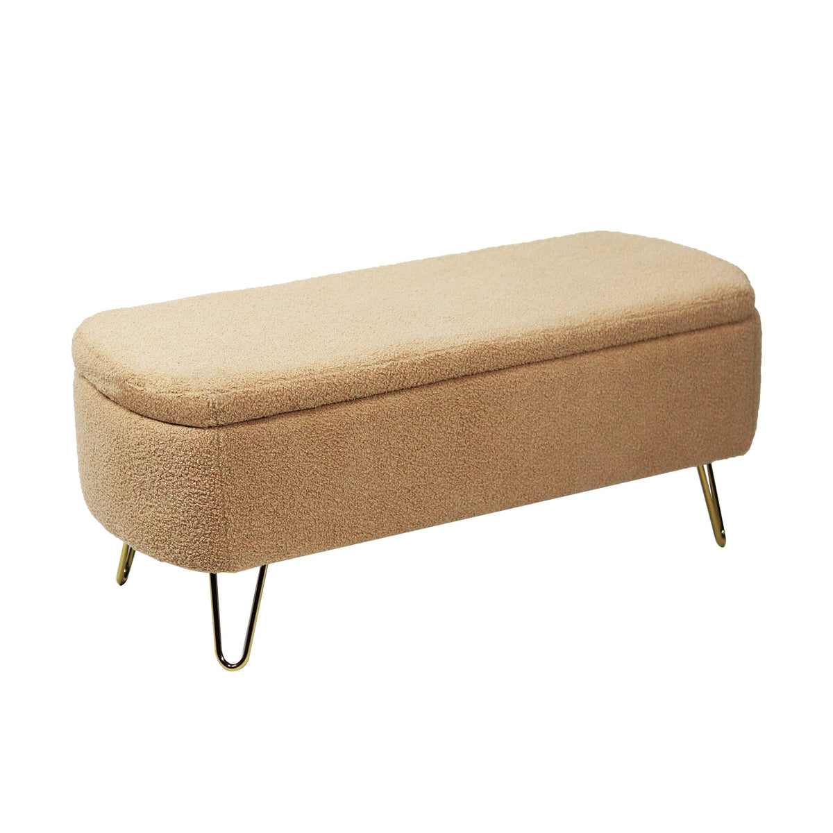 Camel Storage Ottoman Bench for End of Bed, Gold Legs