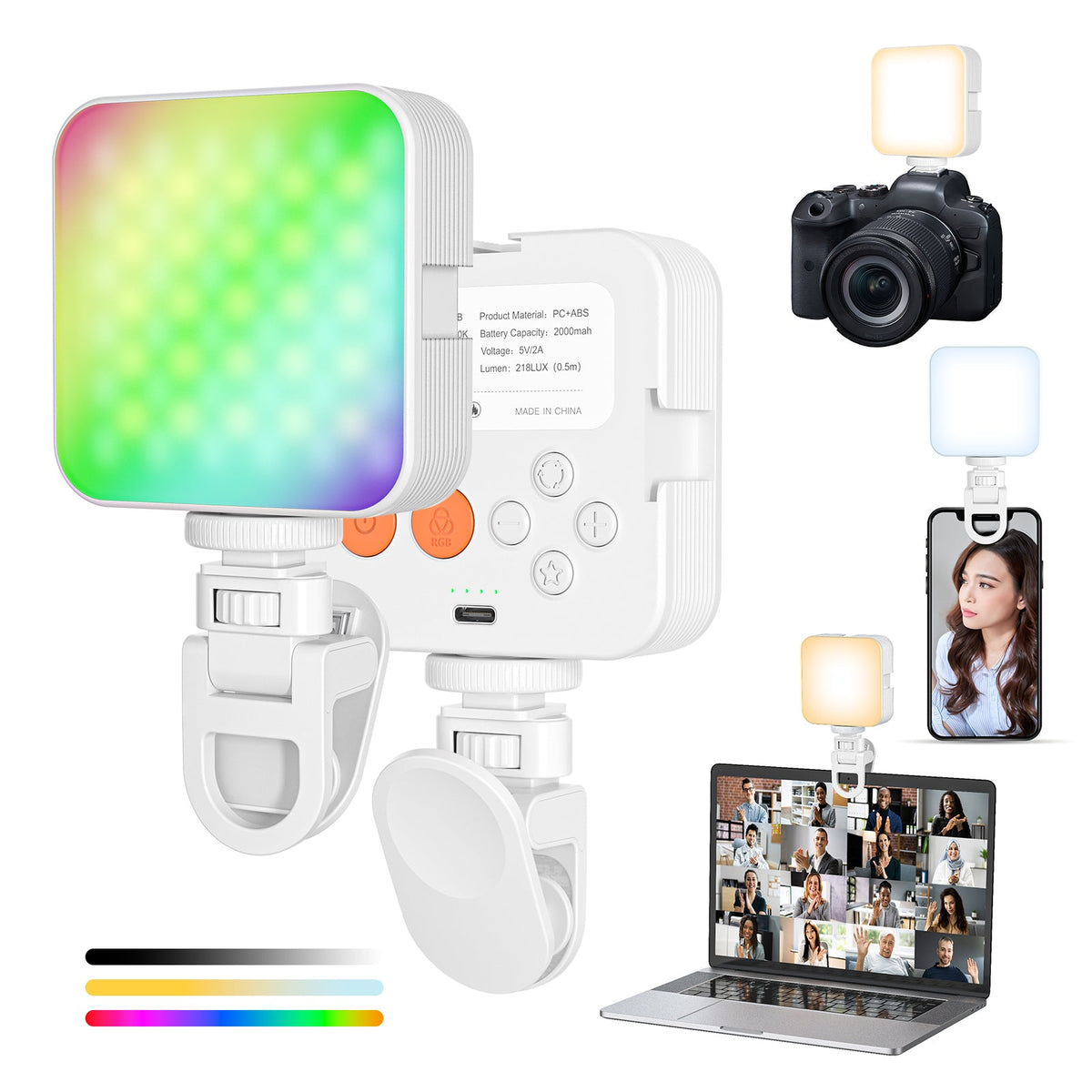 Mini RGB Pocket Fill Light for Video Calls & Vlogs