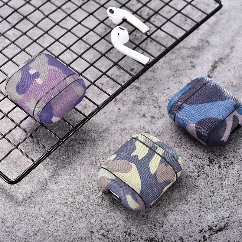 Camouflage AirPods Case with Leather-Look Protection