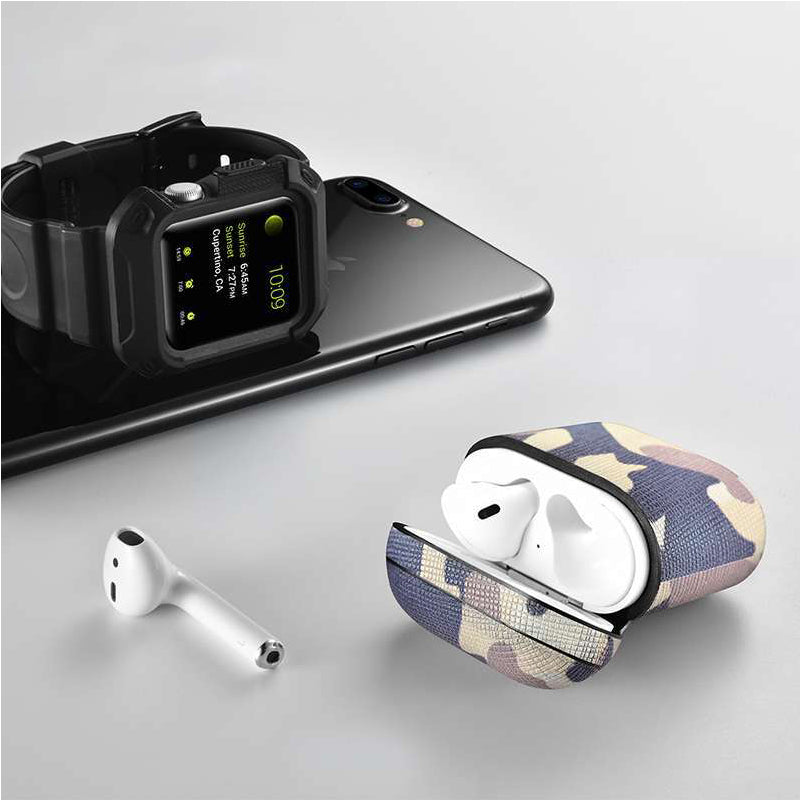 Camouflage AirPods Case with Leather-Look Protection