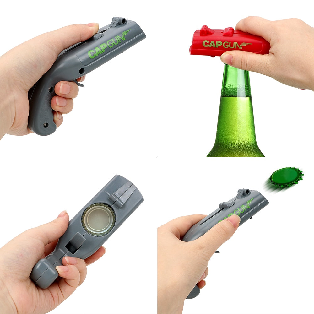 Cap Gun Bottle Opener Shooter with Magnetic Cap Catch