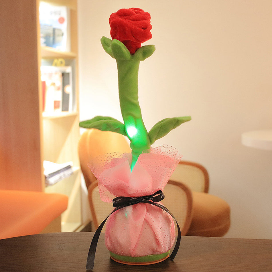 Singing Dancing Rose Plush Gift With Glowing Stem