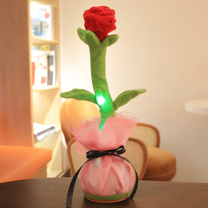 Singing Dancing Rose Plush Gift With Glowing Stem
