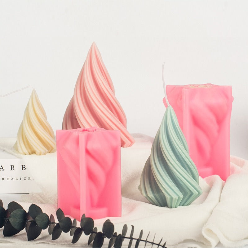 Spiral Tree Candle Silicone Mold for Sculptural DIY