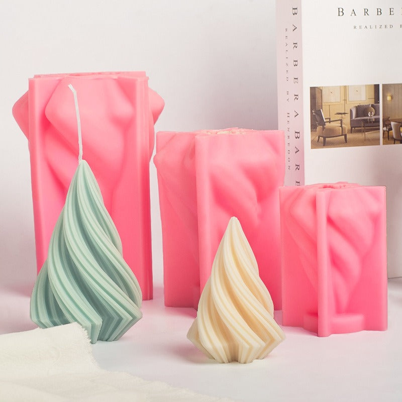 Spiral Tree Candle Silicone Mold for Sculptural DIY