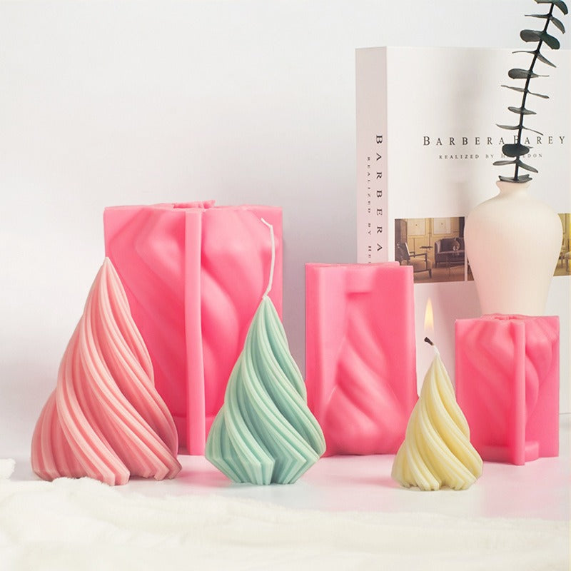 Spiral Tree Candle Silicone Mold for Sculptural DIY