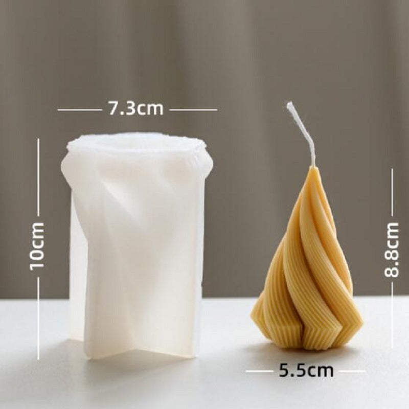 Spiral Tree Candle Silicone Mold for Sculptural DIY