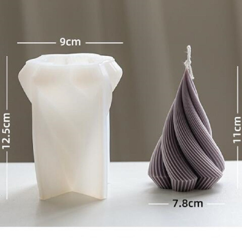 Spiral Tree Candle Silicone Mold for Sculptural DIY