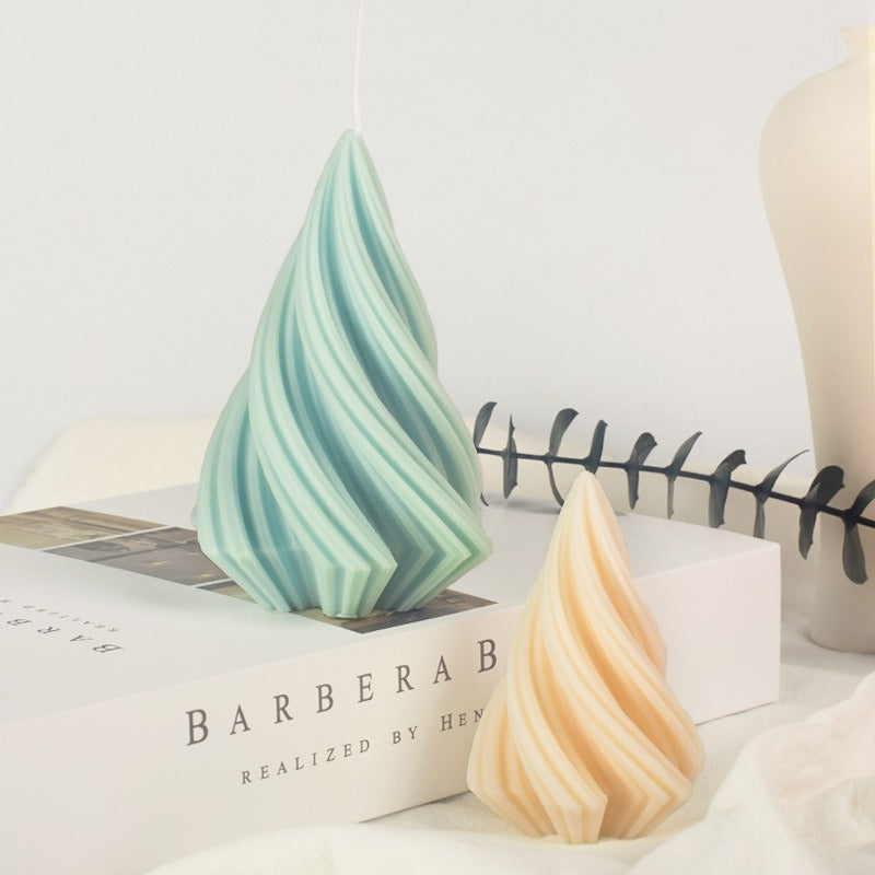 Spiral Tree Candle Silicone Mold for Sculptural DIY
