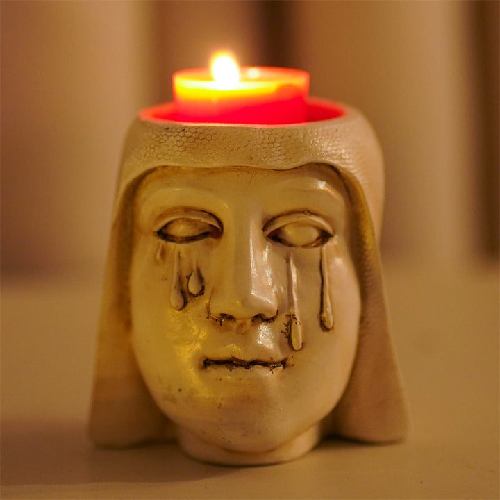 Virgin Mary Candle Holder for Dramatic Devotional Ambiance
