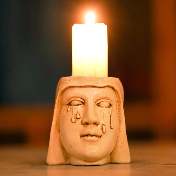 Virgin Mary Candle Holder for Dramatic Devotional Ambiance