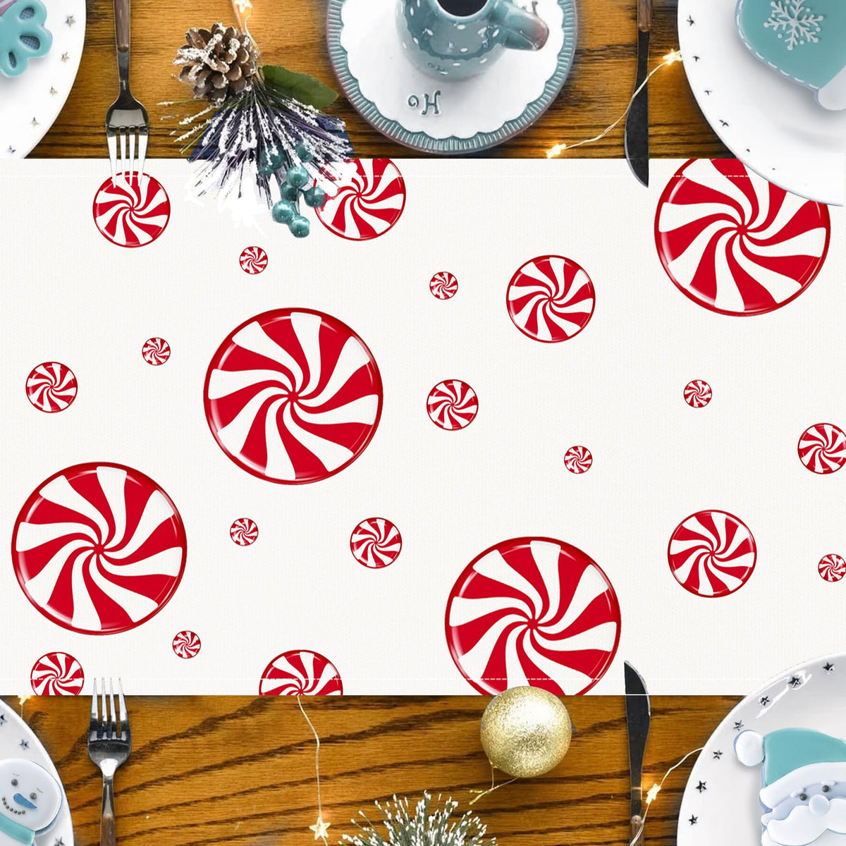 Christmas Table Flag Peppermint Holiday Decoration