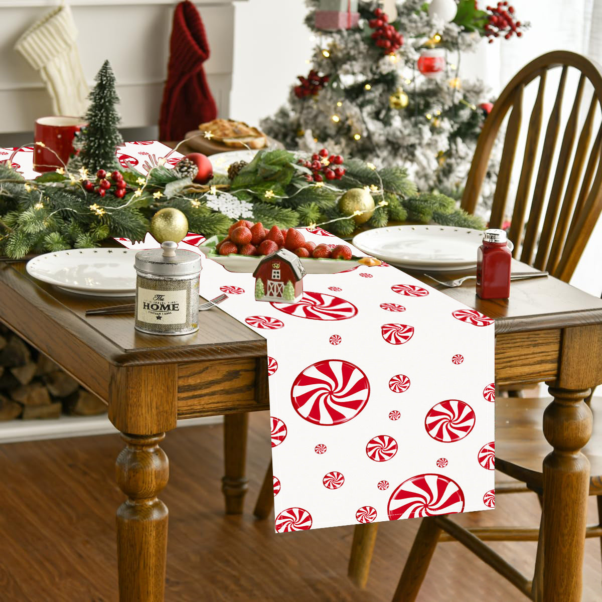 Christmas Table Flag Peppermint Holiday Decoration