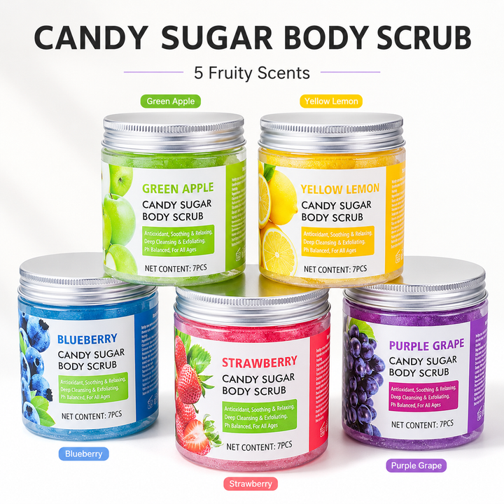 Candy Fruit Body Scrub Balls | 5 Flavors, Glass Jar