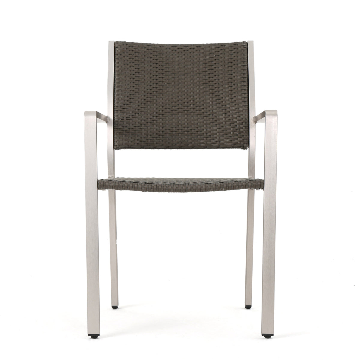 Outdoor Wicker Dining Chairs, Aluminum Frame Set of 2