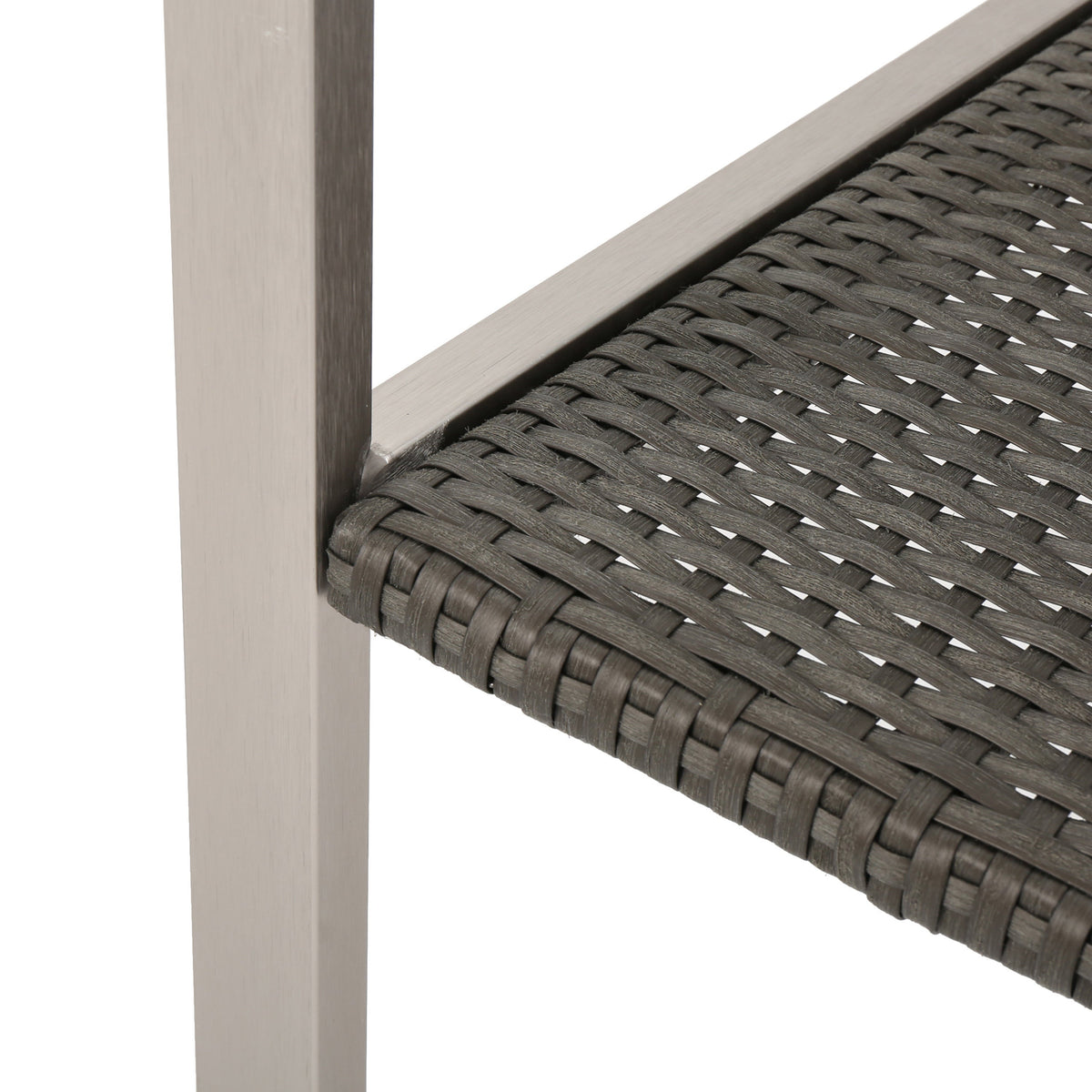 Outdoor Wicker Dining Chairs, Aluminum Frame Set of 2