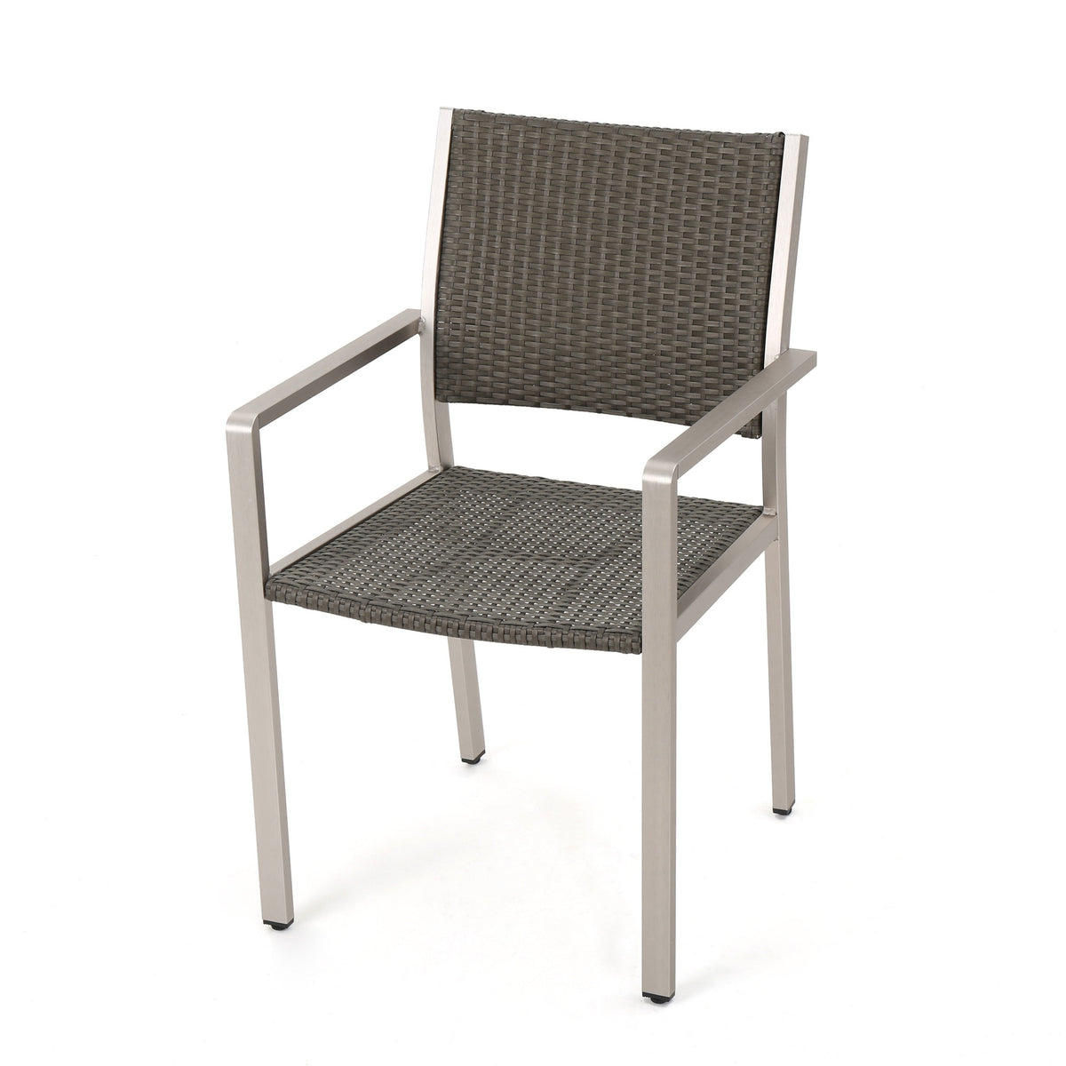 Outdoor Wicker Dining Chairs, Aluminum Frame Set of 2