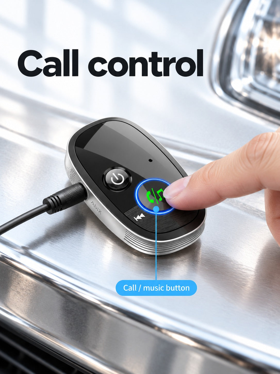 Car Bluetooth Audio Adapter for Aux Ports with Clear Calls