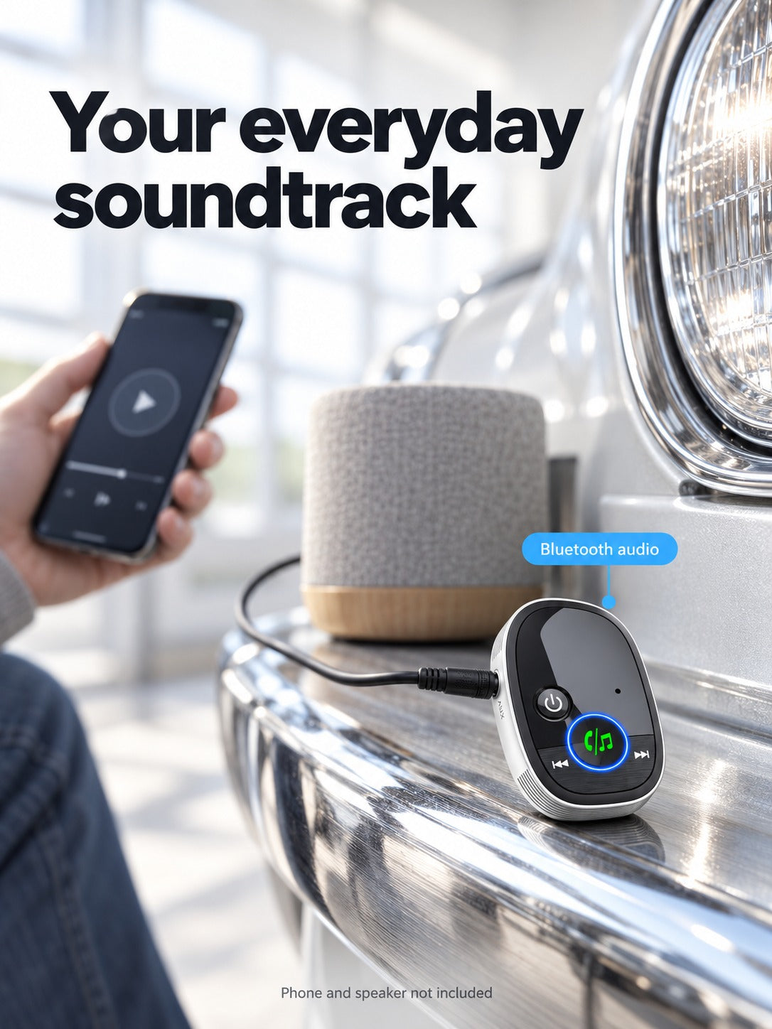 Car Bluetooth Audio Adapter for Aux Ports with Clear Calls
