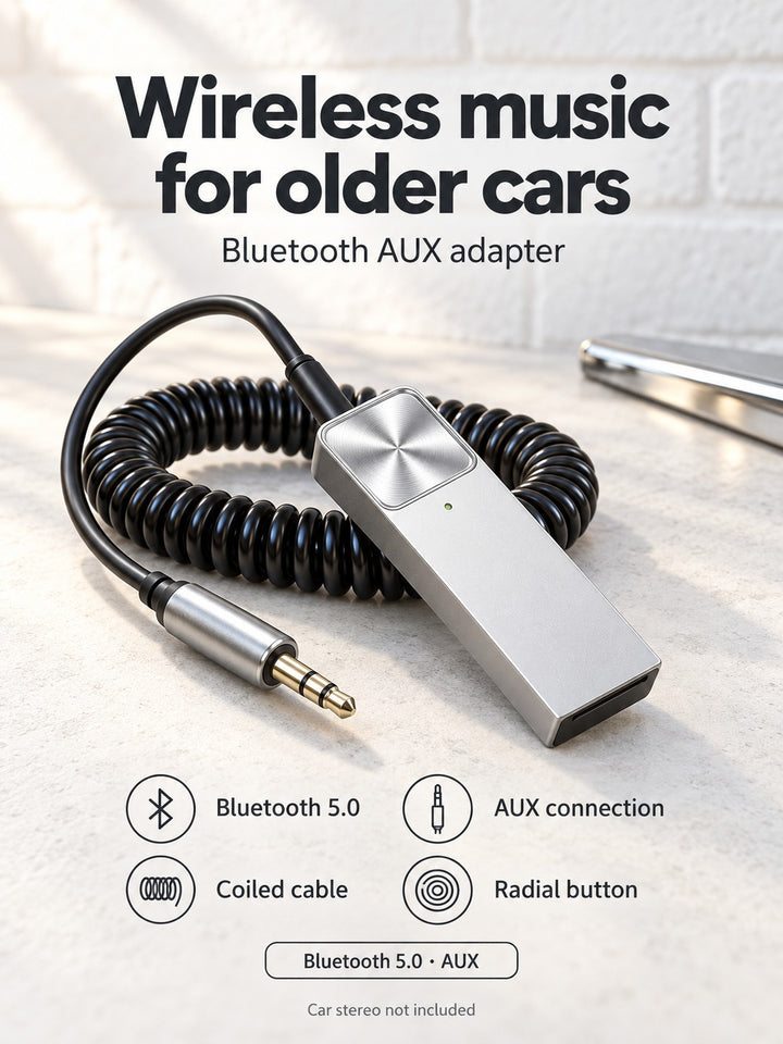 Car Bluetooth AUX Adapter 5.0 for Older Stereos