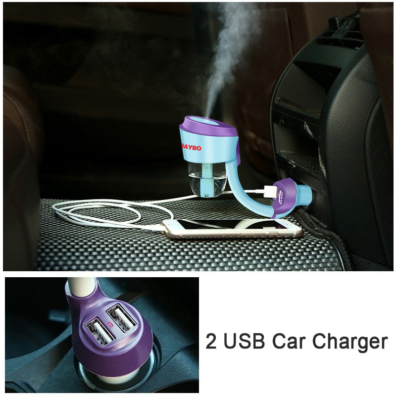 Car Humidifier Aroma Diffuser with USB Charging Ports