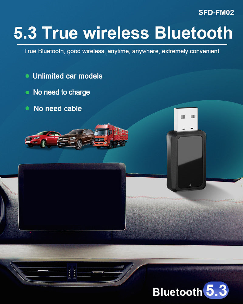 Bluetooth FM Transmitter for Car, USB Plug-In Adapter