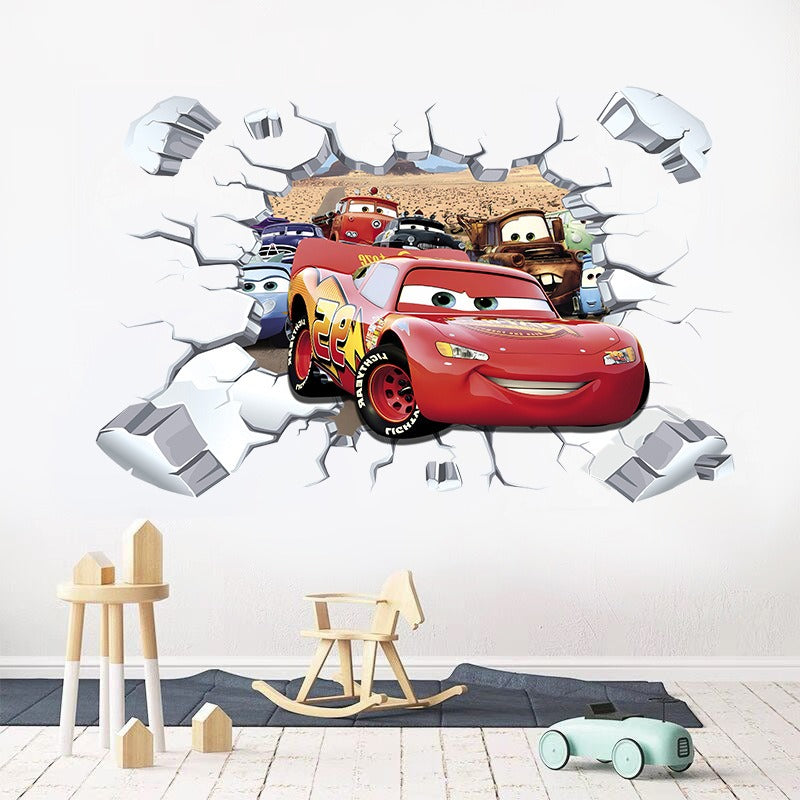 3D Cars Wall Sticker for Kids Room, Peel and Stick
