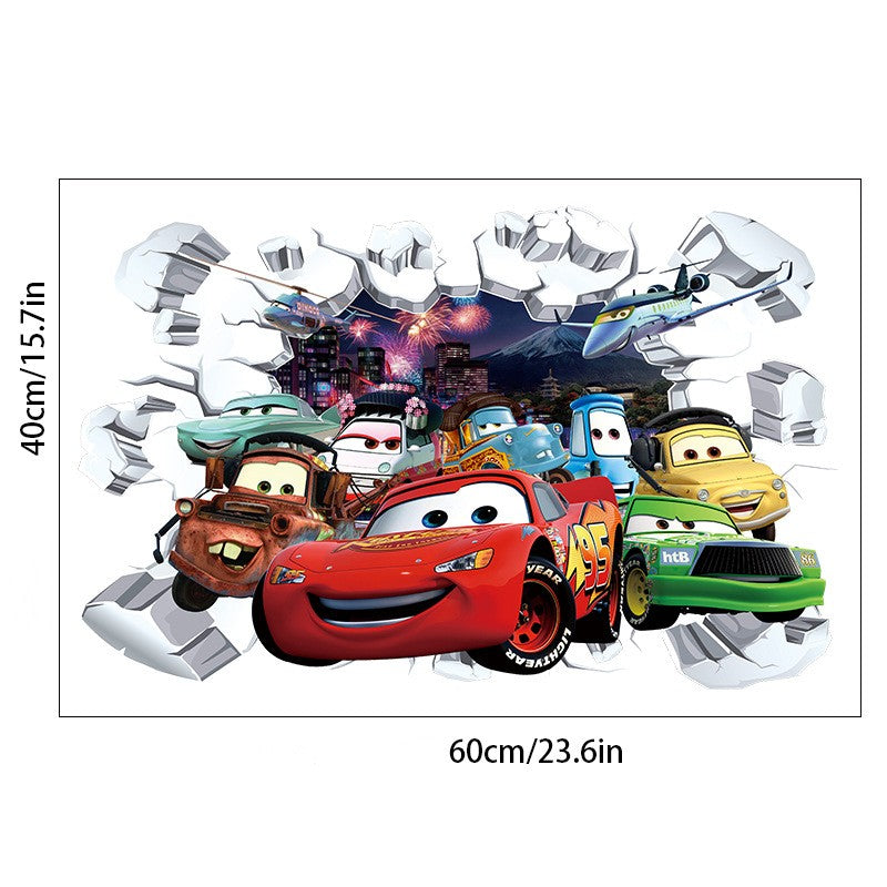 3D Cars Wall Sticker for Kids Room, Peel and Stick
