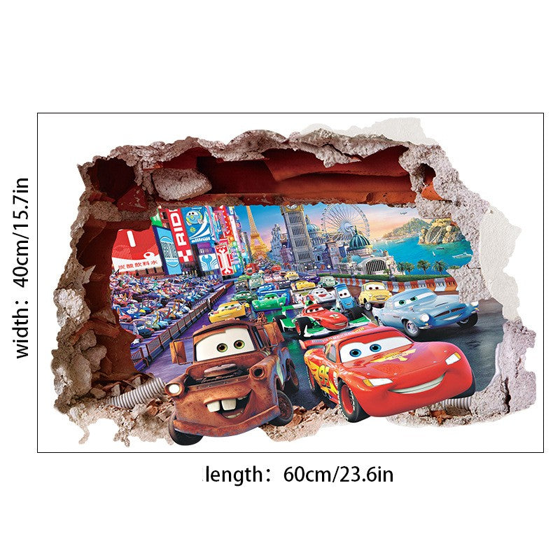 3D Cars Wall Sticker for Kids Room, Peel and Stick