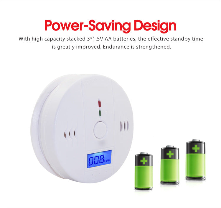 Carbon Monoxide Alarm with LCD ppm Display and 85dB Siren