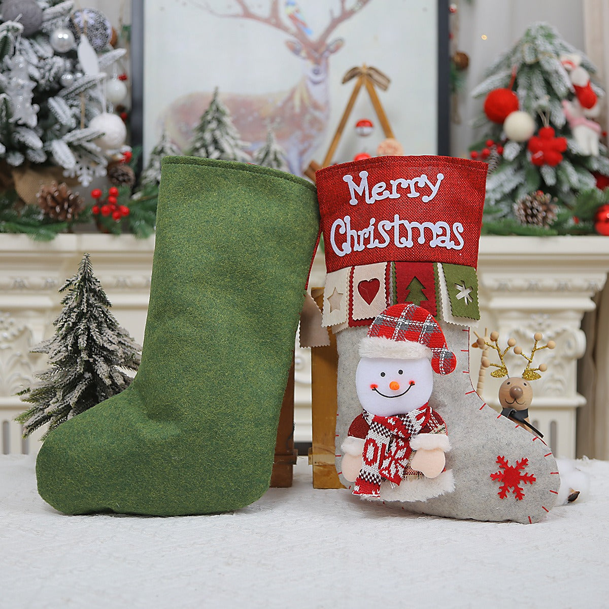 Large 3D Christmas Stocking Gift Bag Mantel Decor Accent