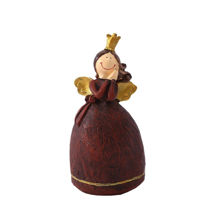 Cute Angel Girl Figurine - Gold Crown Desk Ornament