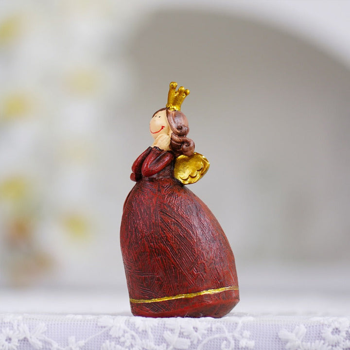 Cute Angel Girl Figurine - Gold Crown Desk Ornament